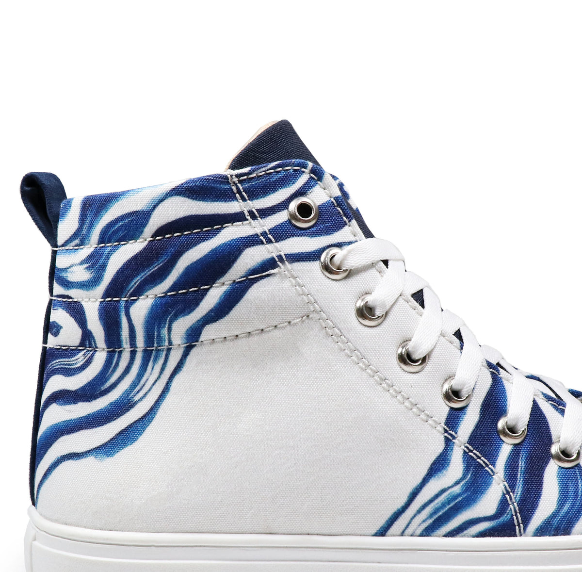 Blue Weaves - Men's High-Top Canvas Suede Sneaker