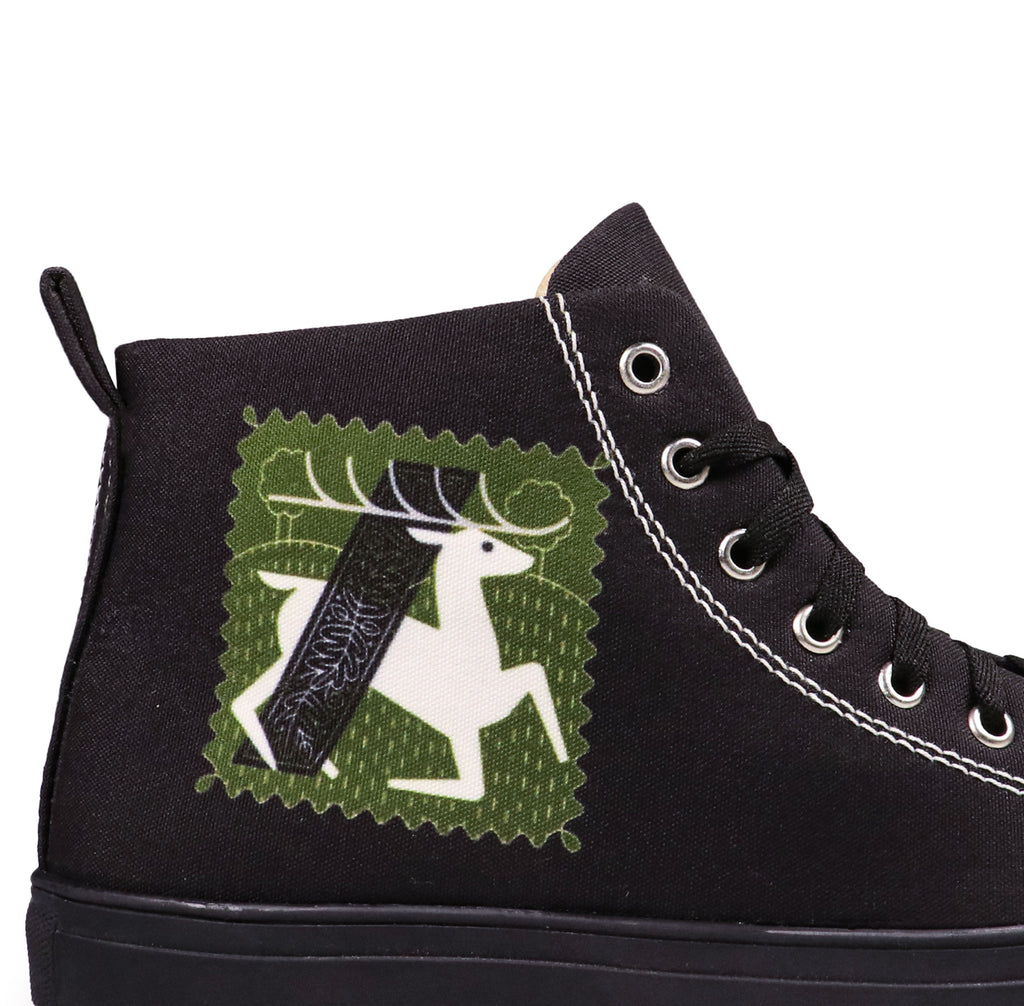 Deer Art - Women's High-Top Canvas Sneaker
