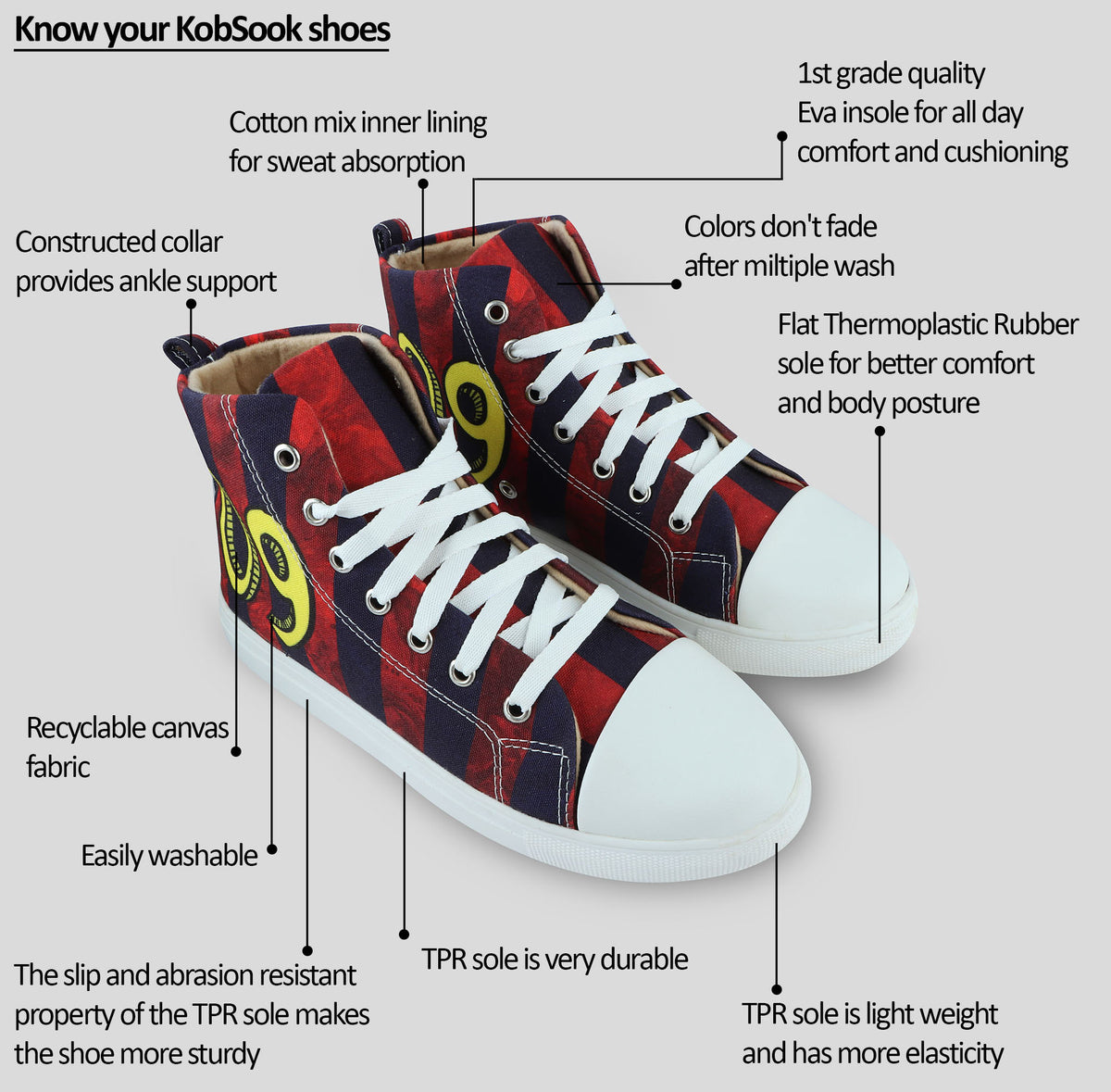 09 Stripes - Women's High-Top Canvas Sneaker