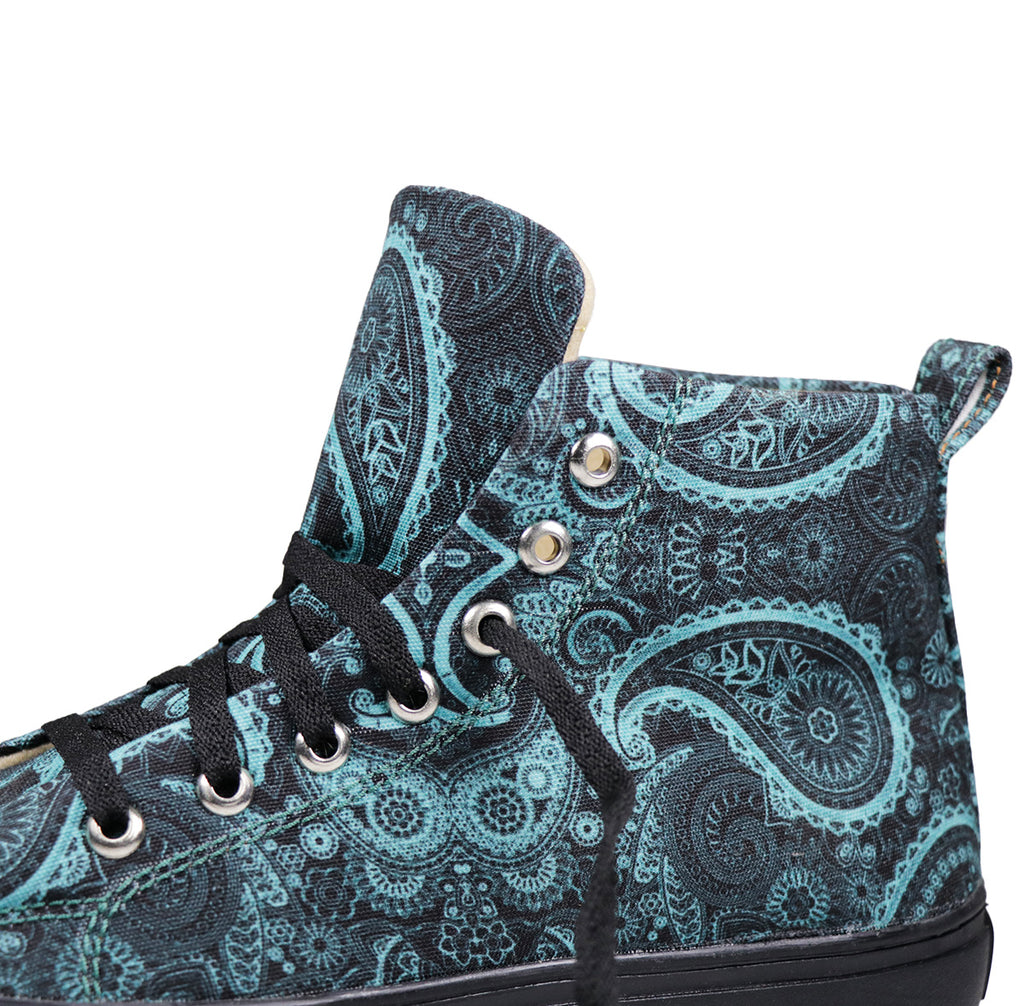 Vivid Blue Motif - Men's High-Top Canvas Sneaker