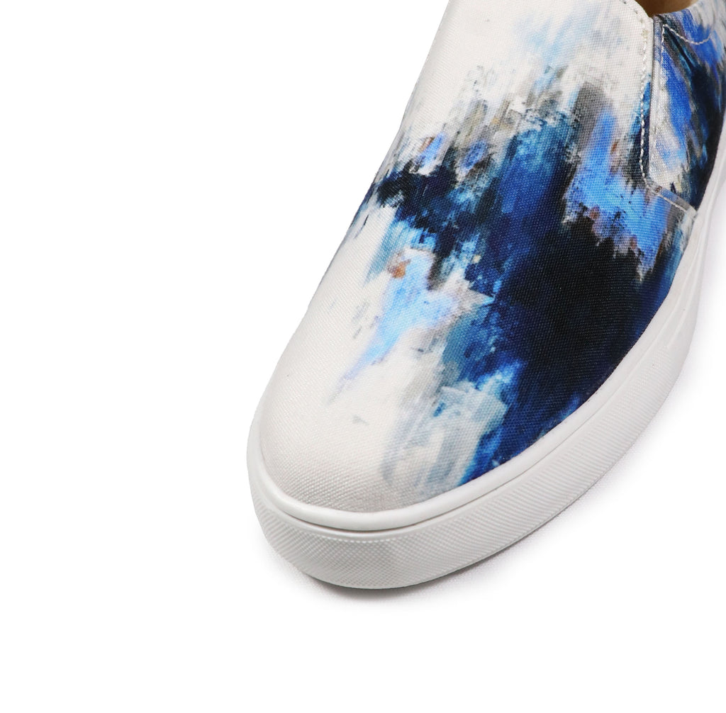 Blue Brush Strokes - Men's Loafer Canvas Sneaker