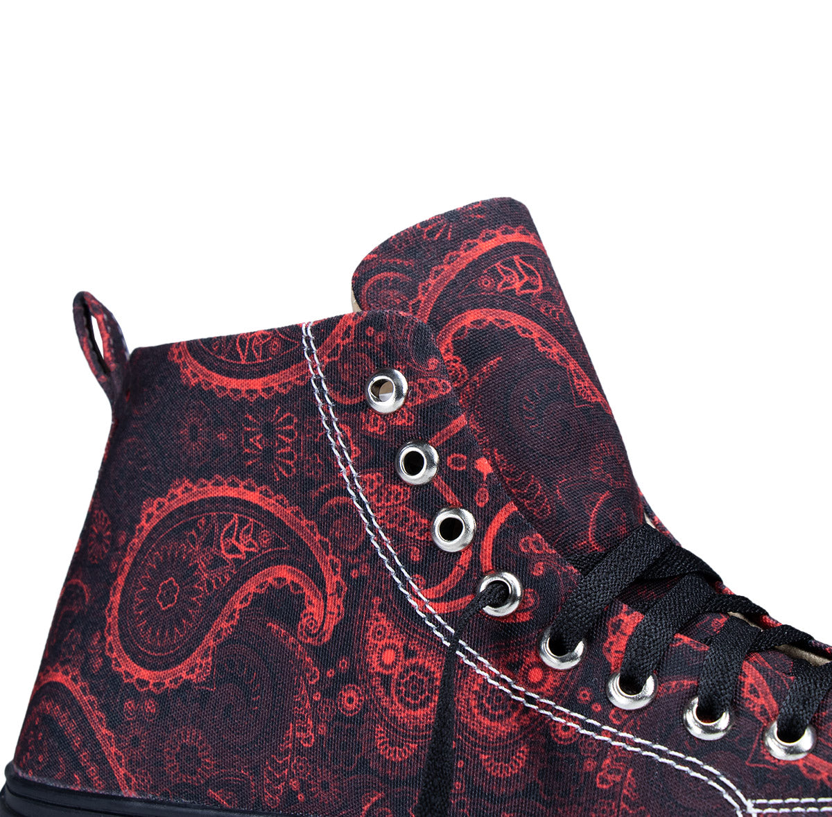 Vivid Red Motif - Men's High-Top Canvas Sneaker