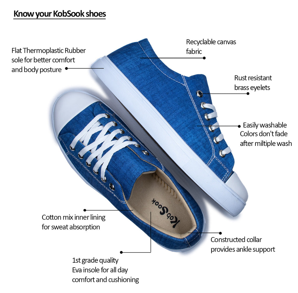 Textured Blue - Men's Low-Top Canvas Sneaker