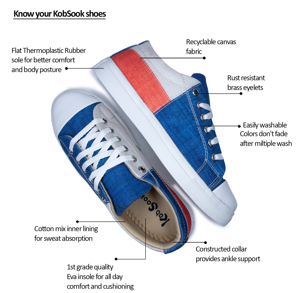Blue Peach Stitch - Women's Low-Top Canvas Sneaker