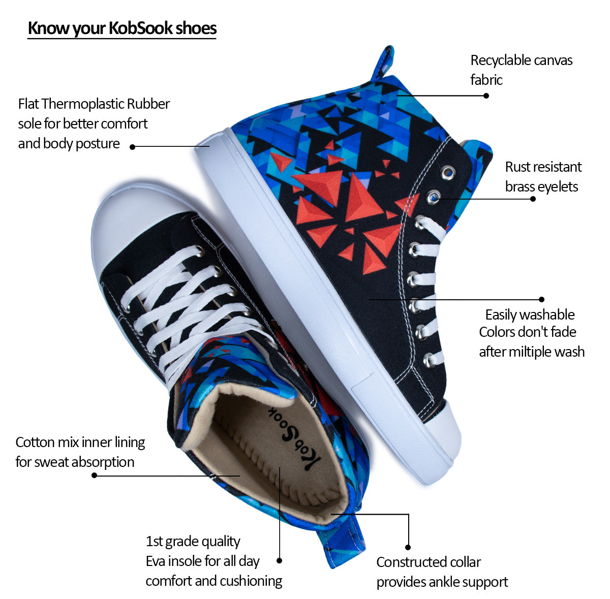 Diffused Triangle(Black) - Men's High-Top Canvas Sneaker