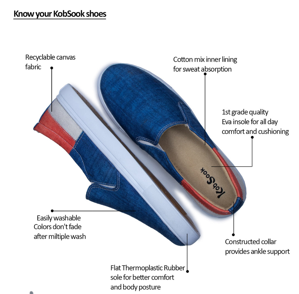 Blue Peach Stitch - Men's Loafer Canvas Sneaker