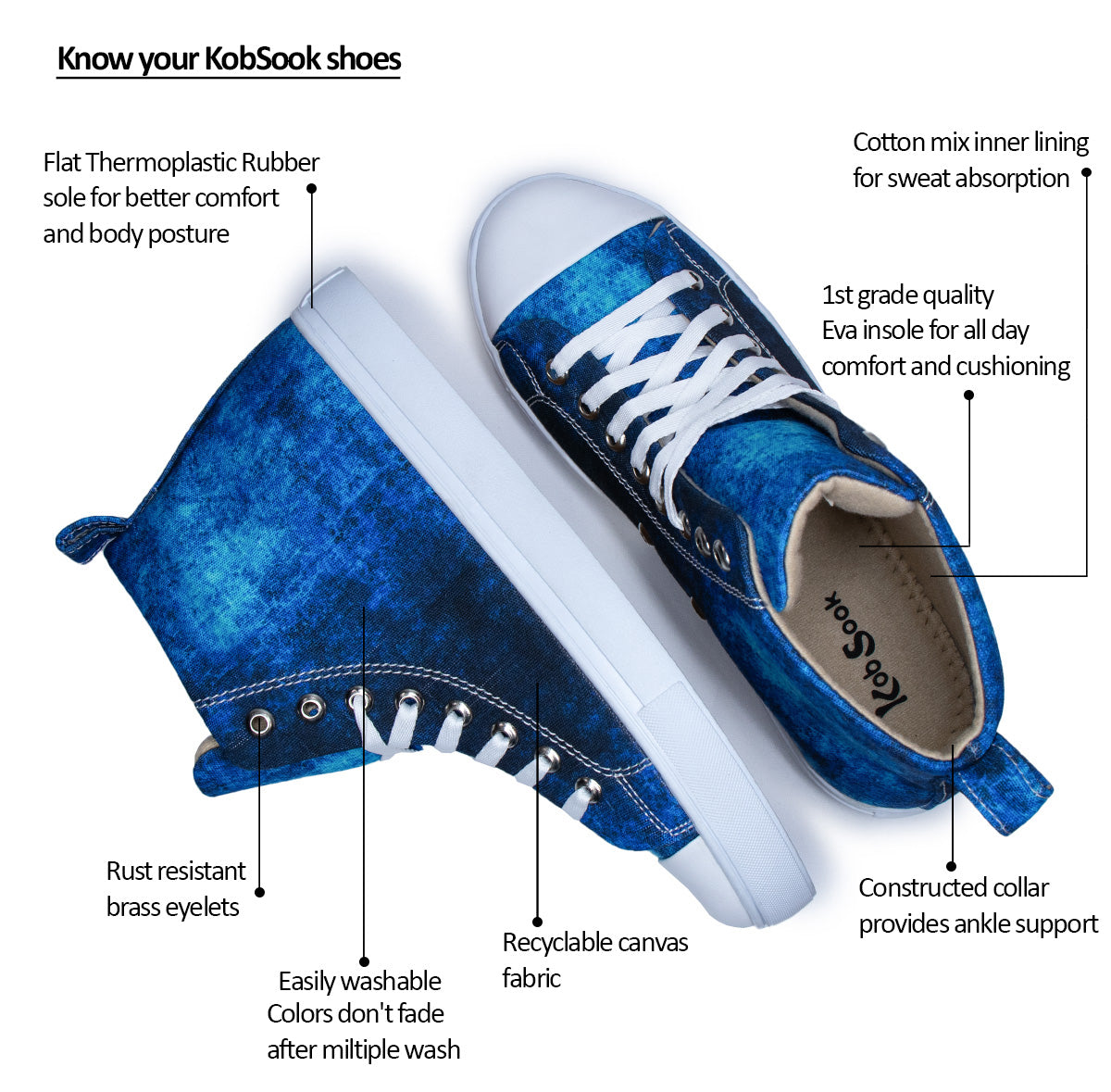 Blue Texture - Men's High-Top Canvas Sneaker