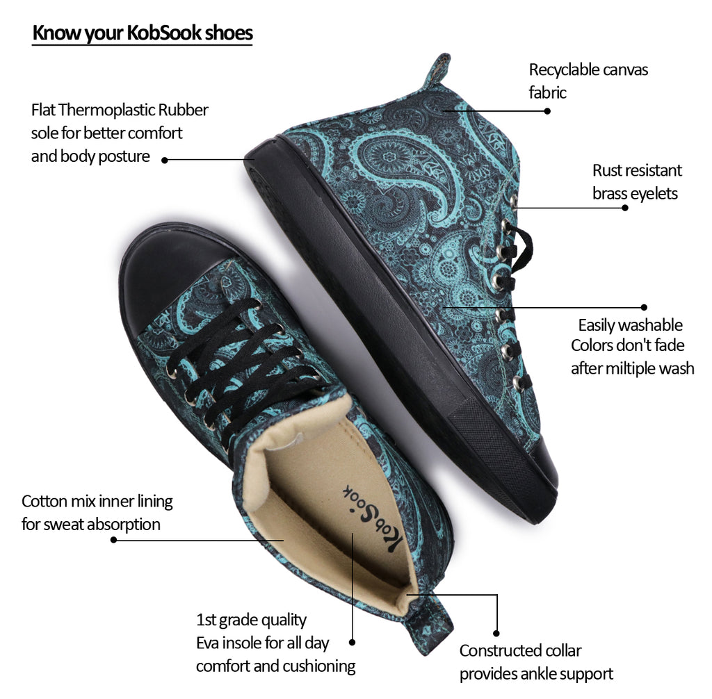 Vivid Blue Motif - Men's High-Top Canvas Sneaker