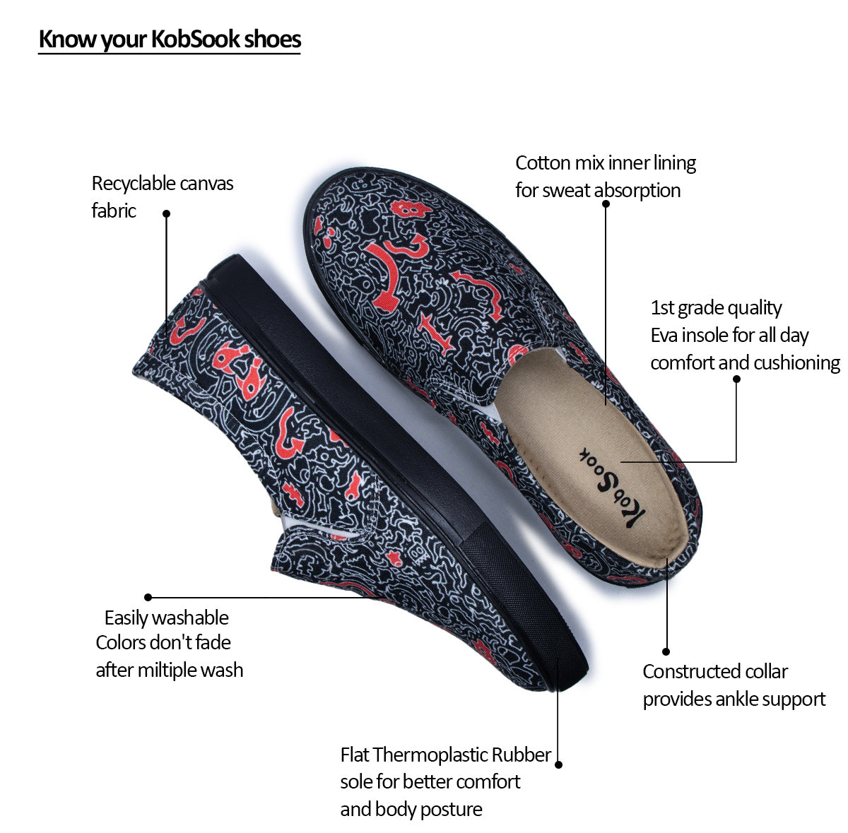 Free hand doodle (Black) - Men's Loafer Canvas Sneaker