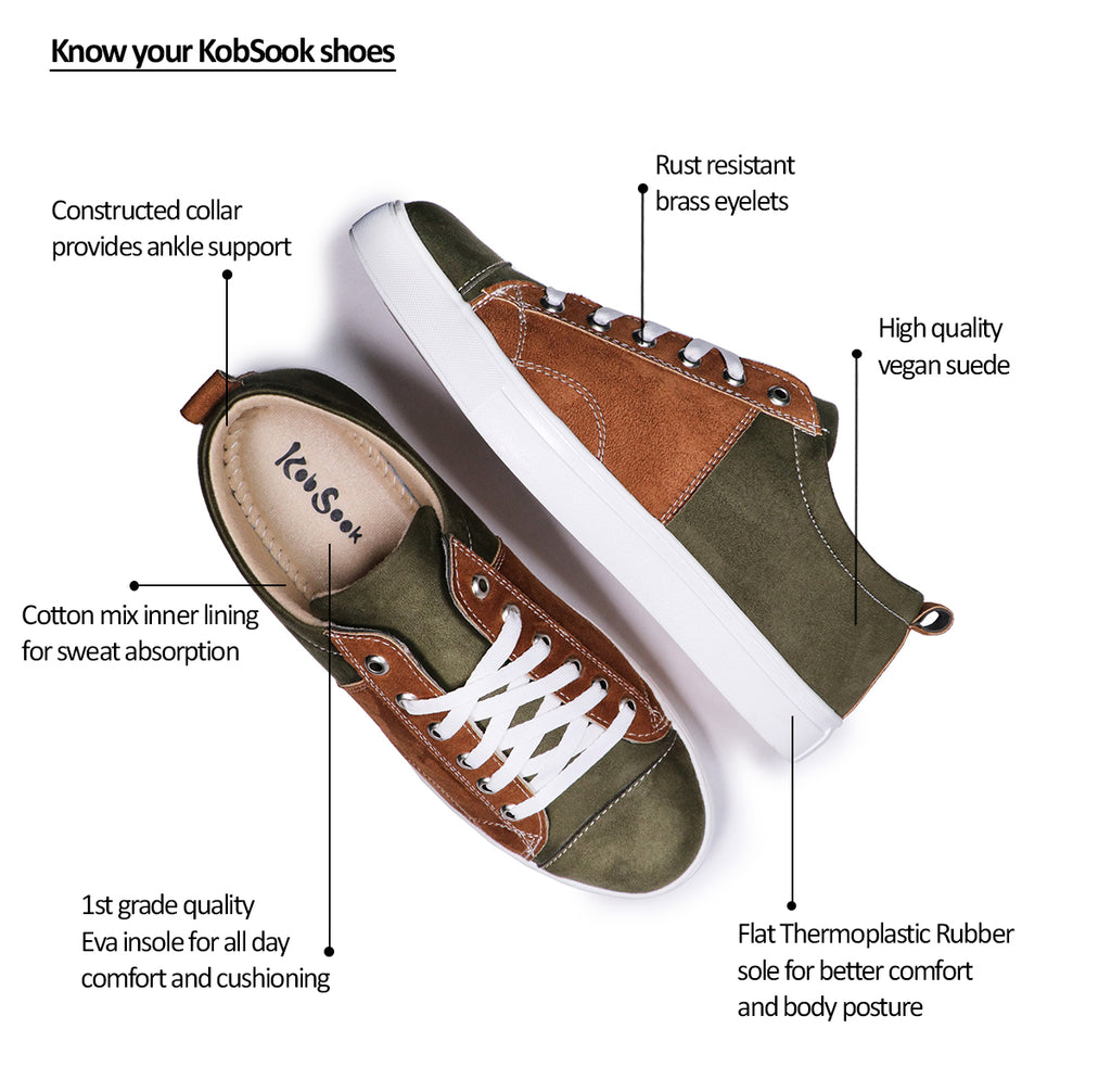 Olive Tan - Men's Low-Top Suede Canvas Sneaker