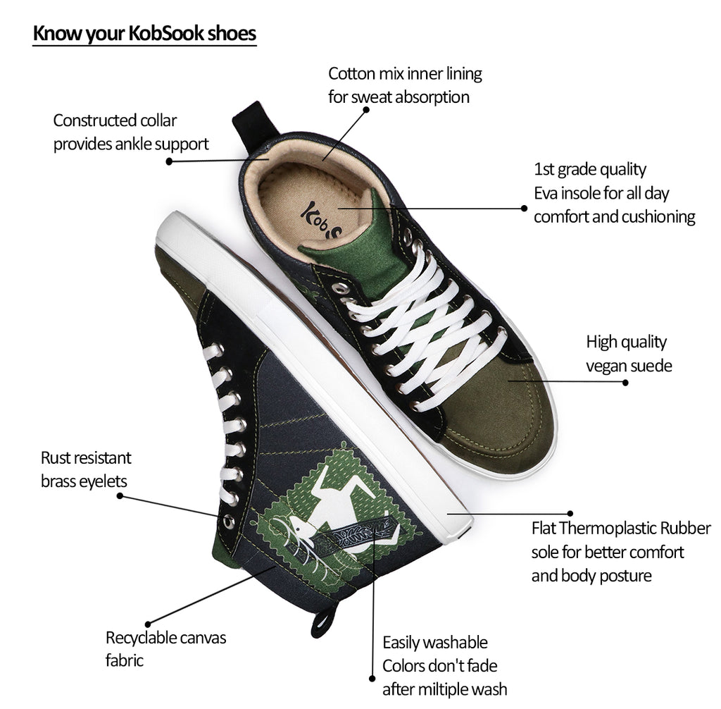 Deer Art - Men's High-Top Suede Canvas Sneaker