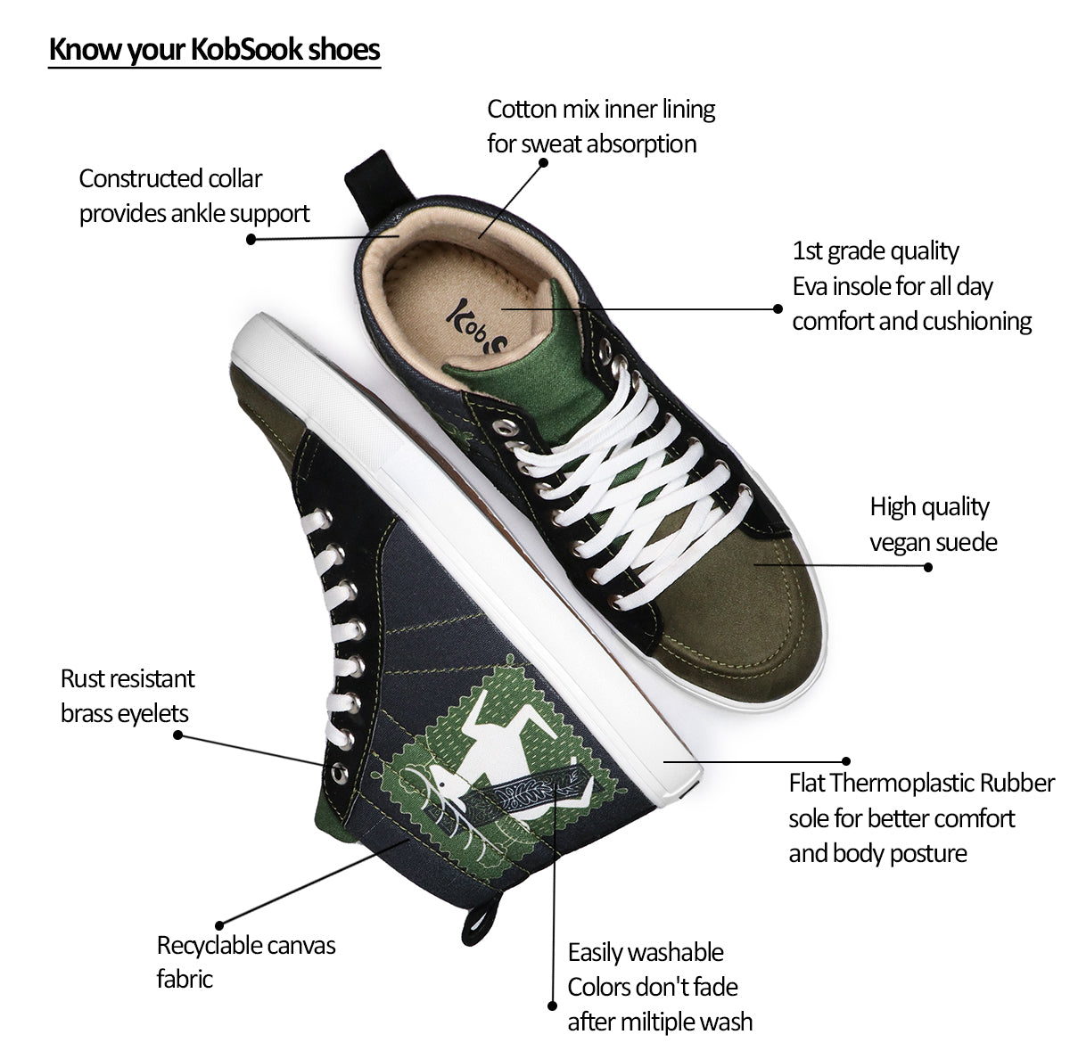 Deer Art - Men's High-Top Suede Canvas Sneaker