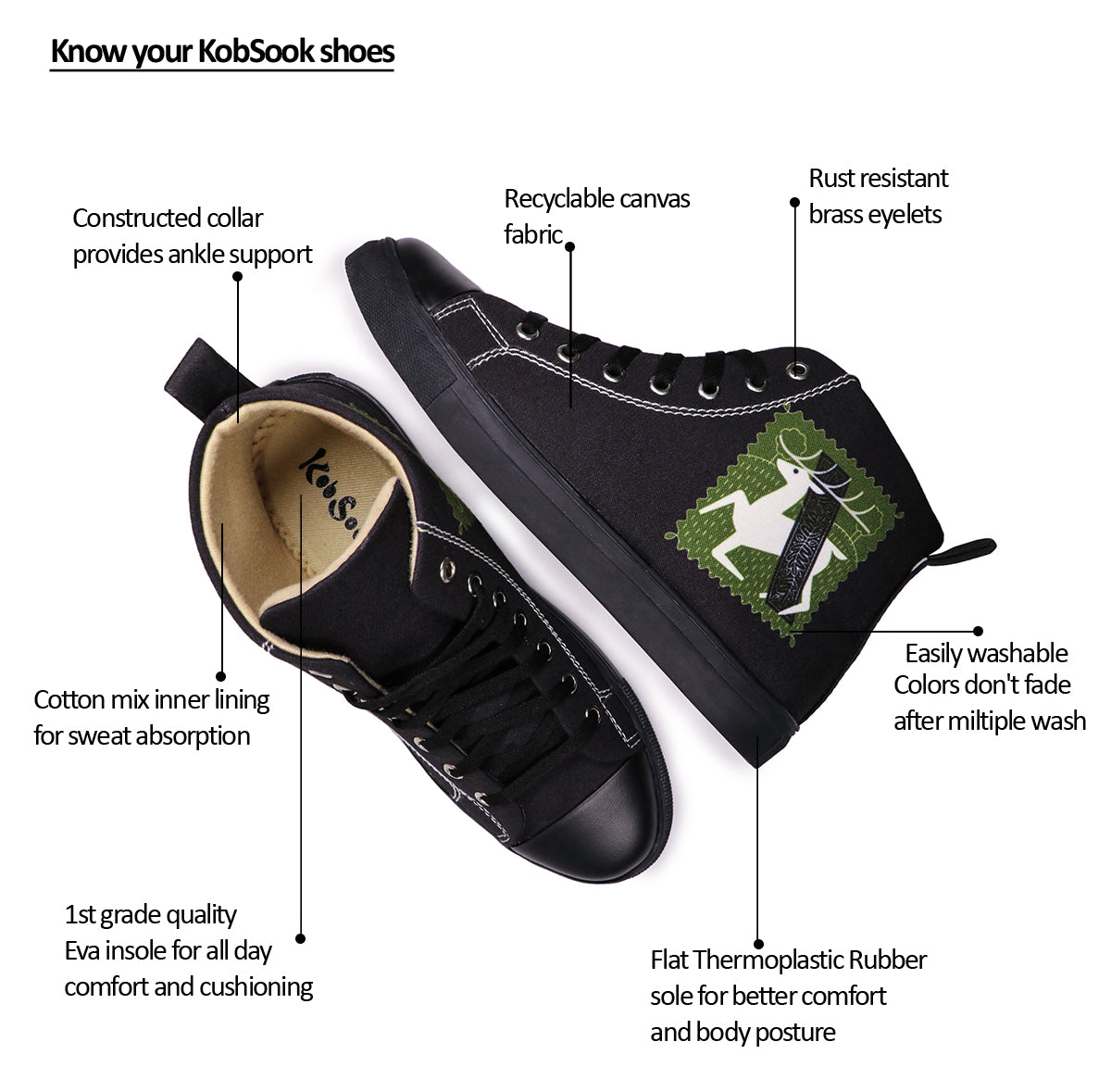 Deer Art - Women's High-Top Canvas Sneaker