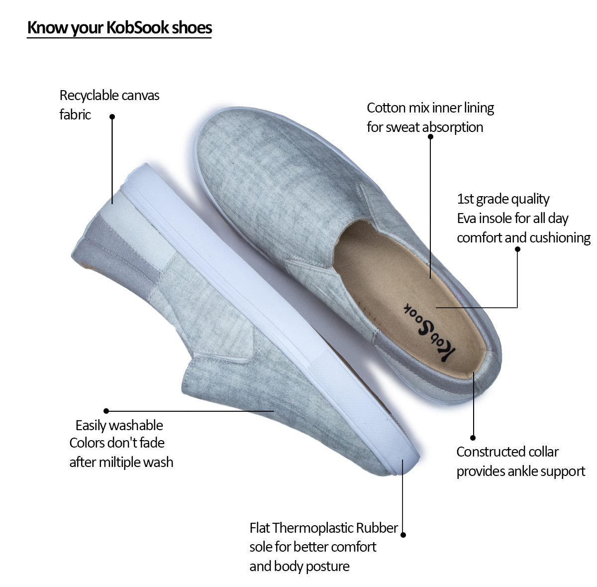 Shades of Grey Stitch - Men's Loafer Canvas Sneaker