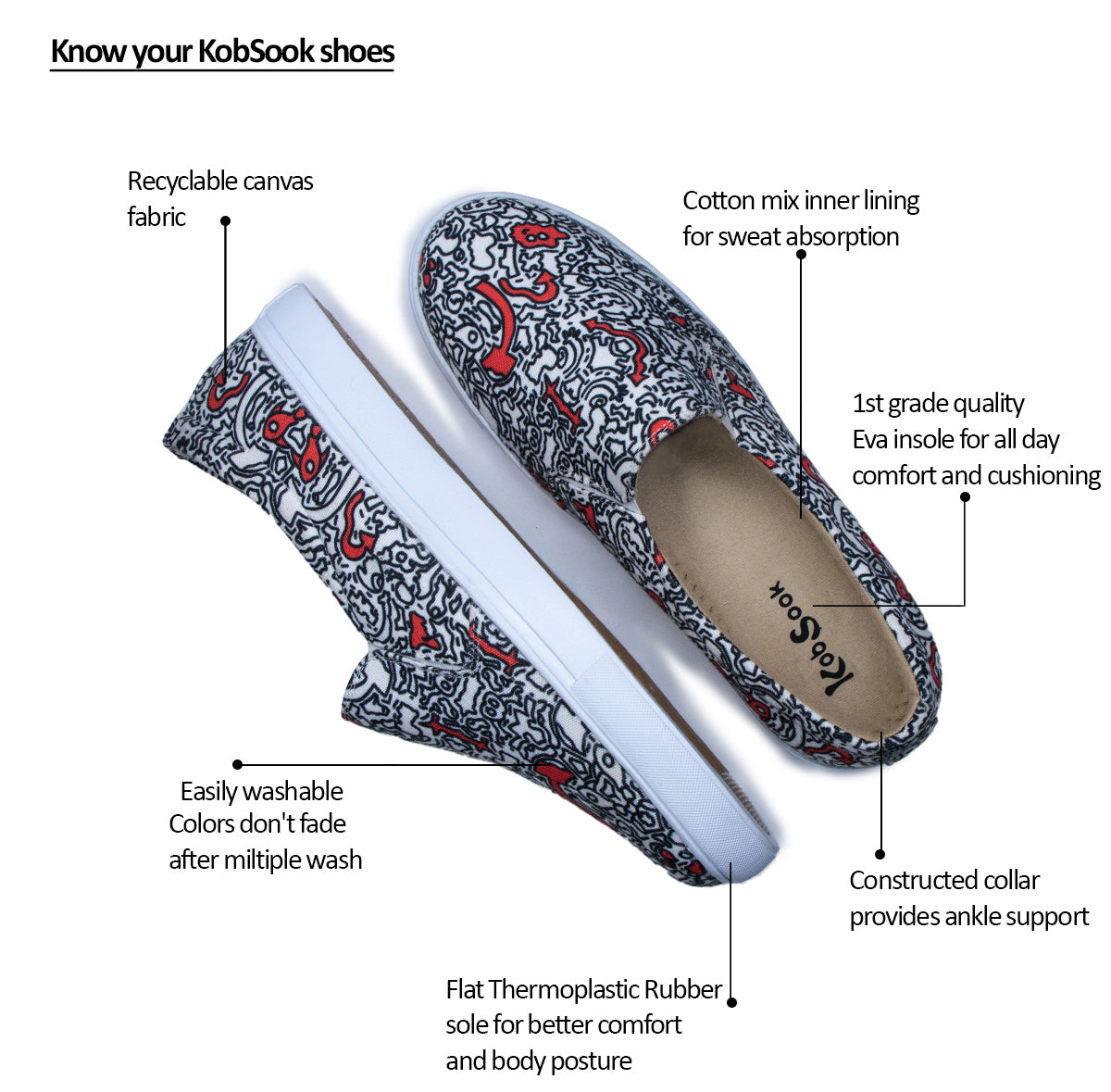Free hand doodle (White) - Men's Loafer Canvas Sneaker