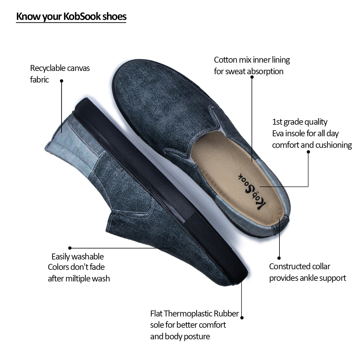 Dark Grey Shades - Men's Loafer Canvas Sneaker