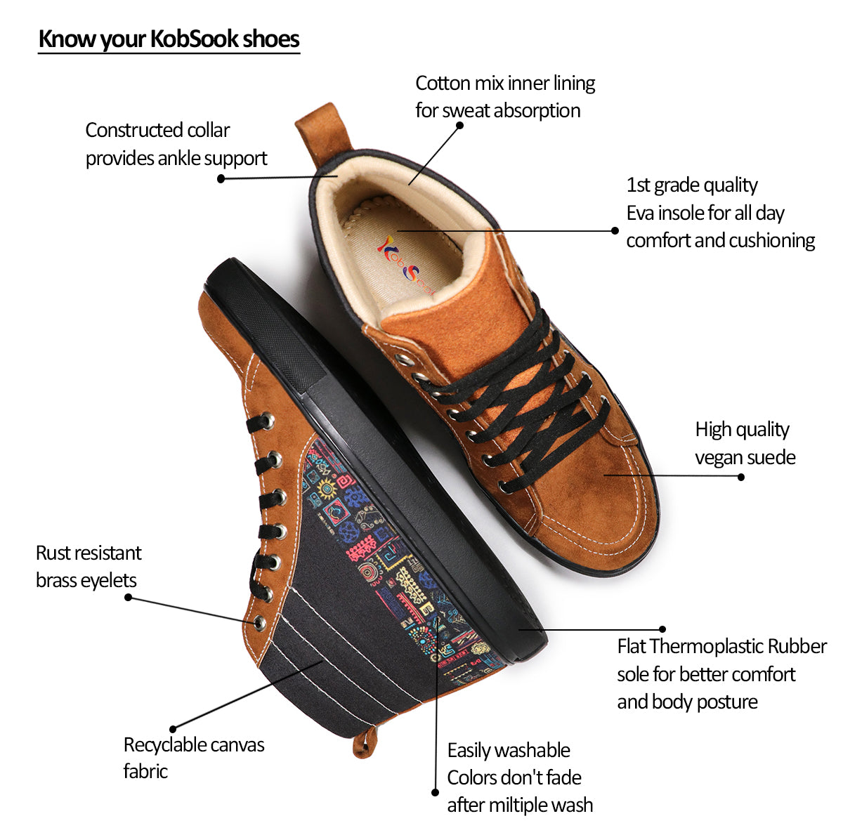 Bohemian Doodle - Men's High-Top Suede Canvas Sneaker