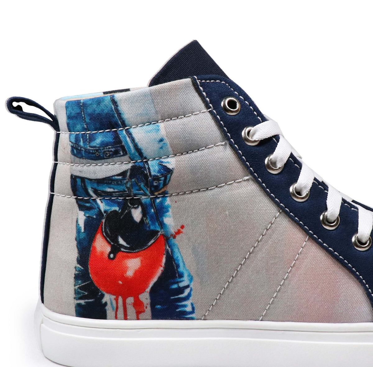 Bike Adventure - Men's High-Top Suede Canvas Sneaker