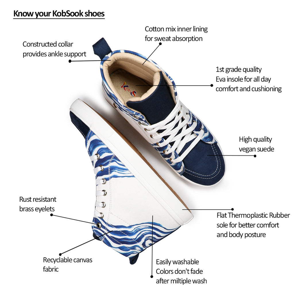 Blue Weaves - Men's High-Top Canvas Suede Sneaker