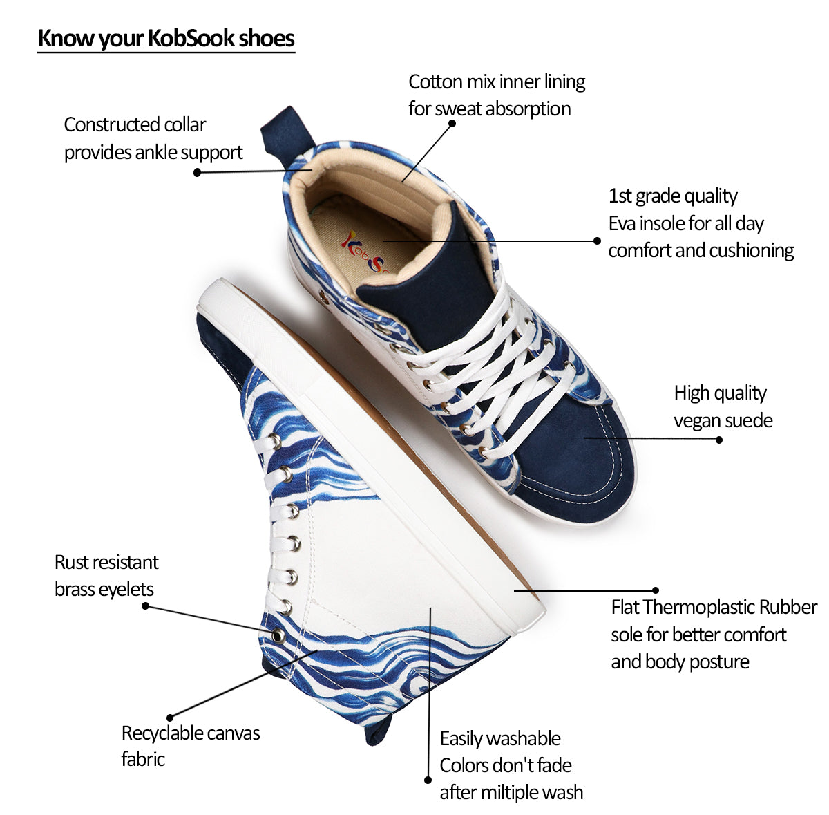 Blue Weaves - Men's High-Top Canvas Suede Sneaker
