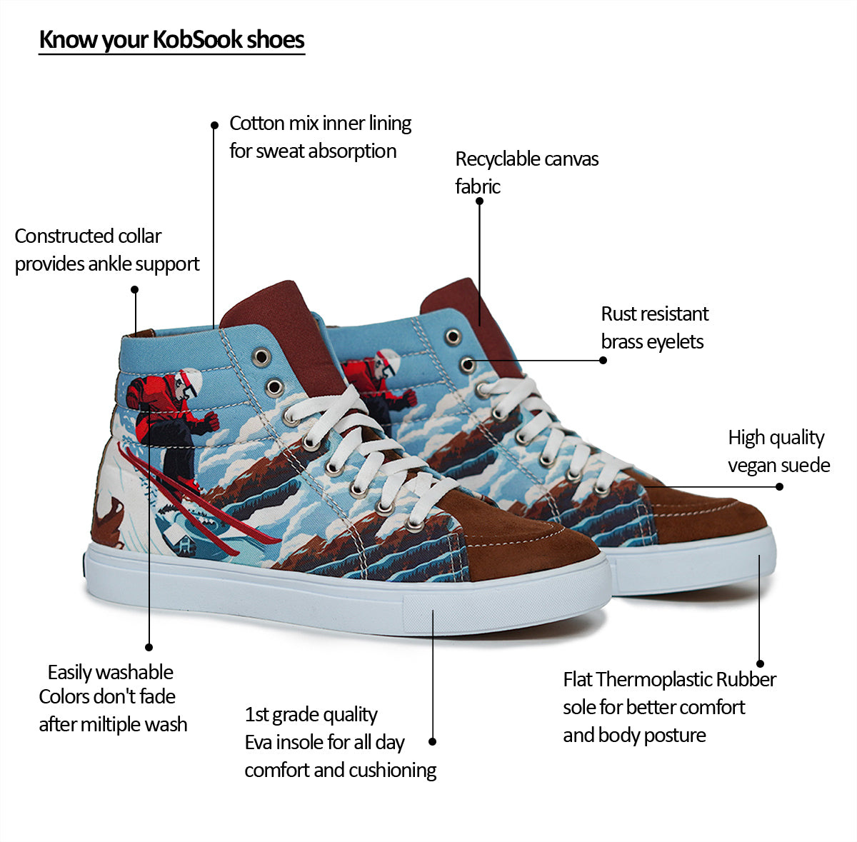 Alpine Skiing - Men's High-Top Suede Canvas Sneaker