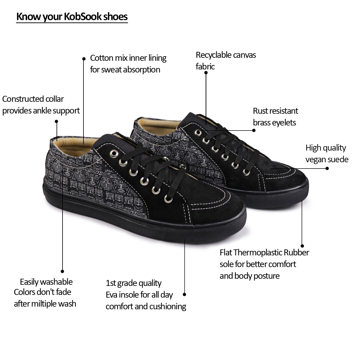 Black Mask - Men's Low-Top Suede Canvas Sneaker