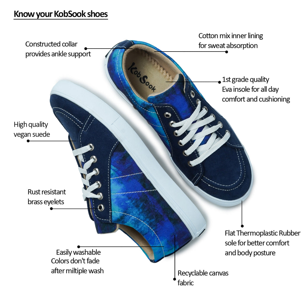 Blue Strokes - Men's Low-Top Suede Canvas Sneaker