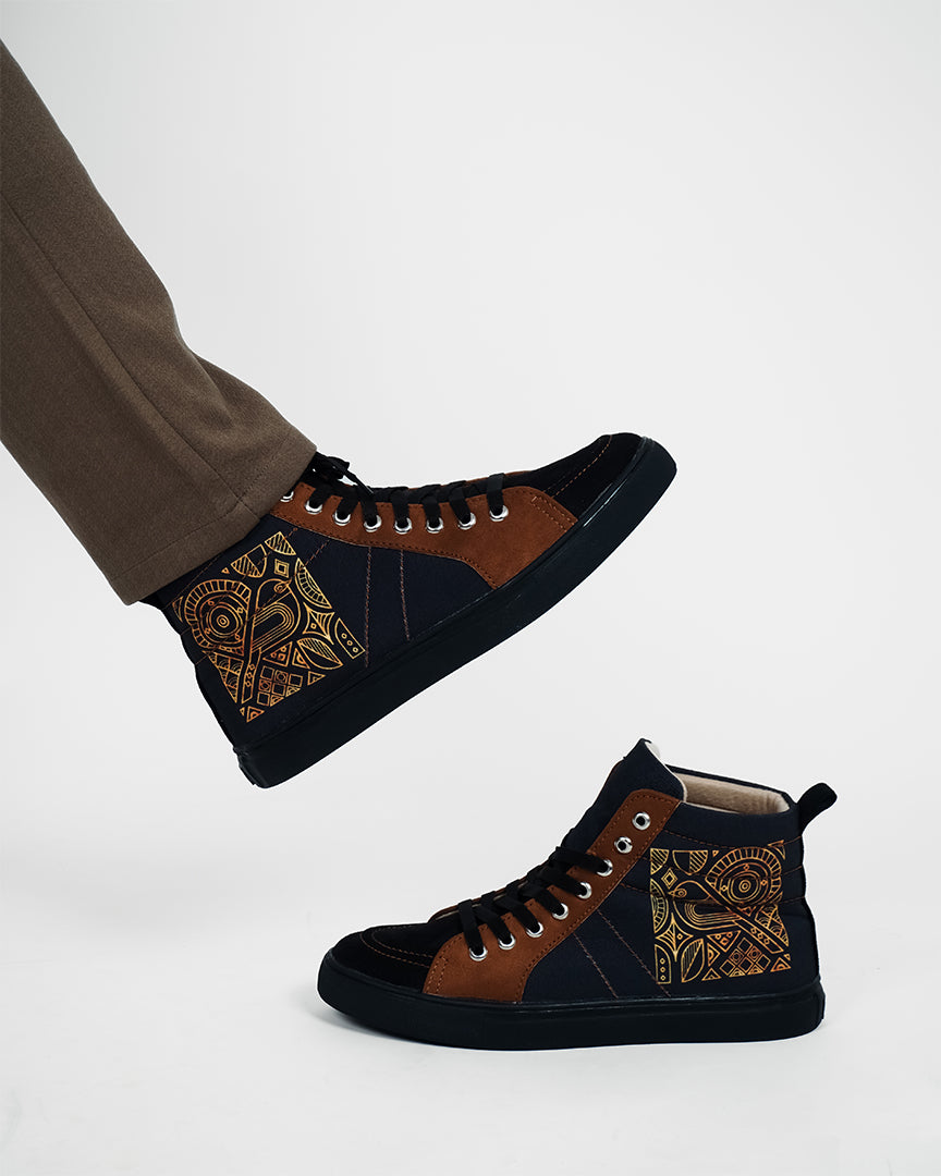 Bird Art - Men's High-Top Suede Canvas Sneaker