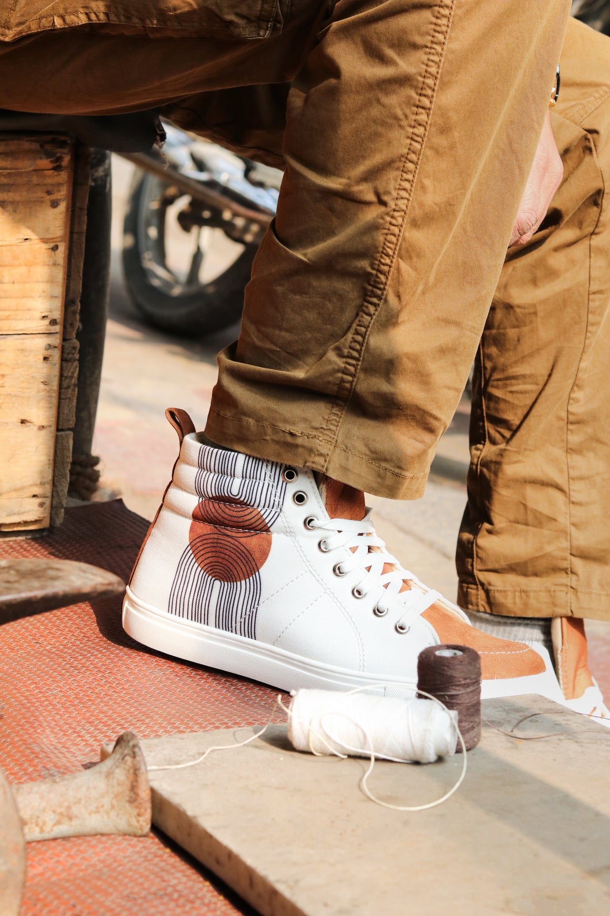 Comet Tan - Men's High-Top Suede Canvas Sneaker