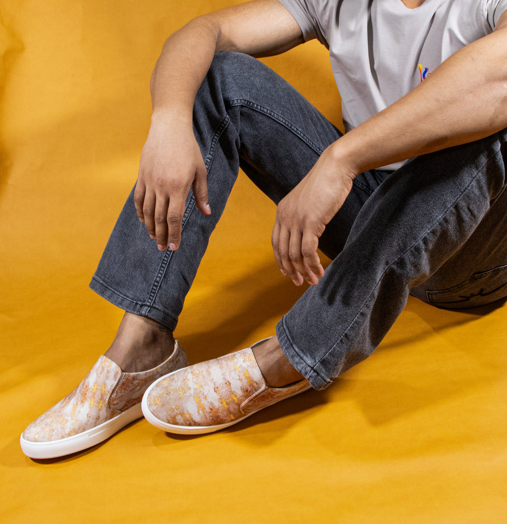 Golden Specks - Men's Loafer Canvas Sneaker