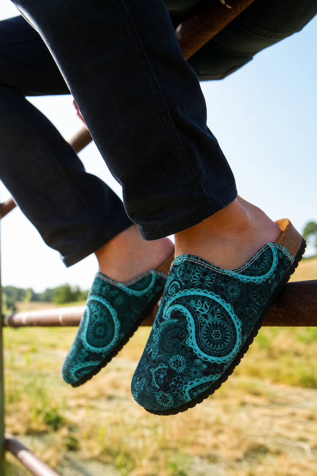Vivid Blue Motif - Men's Canvas Slipons