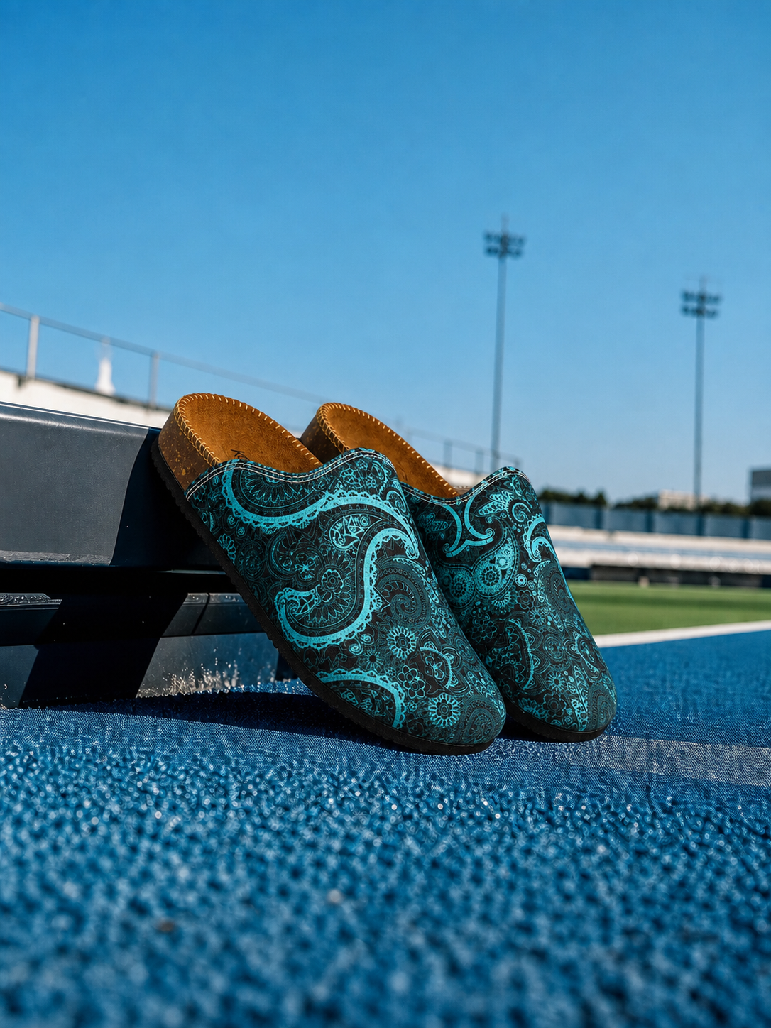 Vivid Blue Motif - Men's Canvas Slipons
