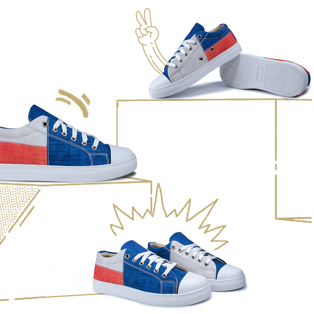 Blue Peach Stitch - Women's Low-Top Canvas Sneaker