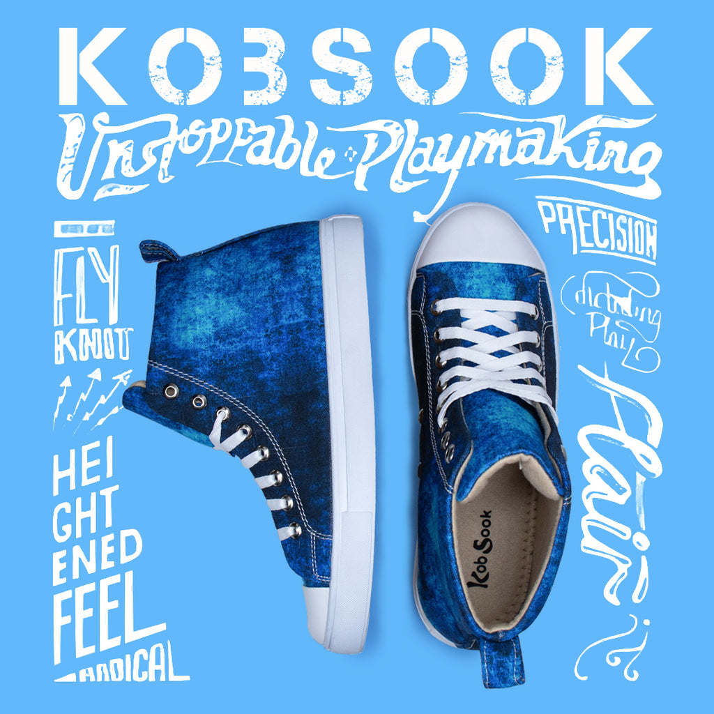 Blue Texture - Men's High-Top Canvas Sneaker