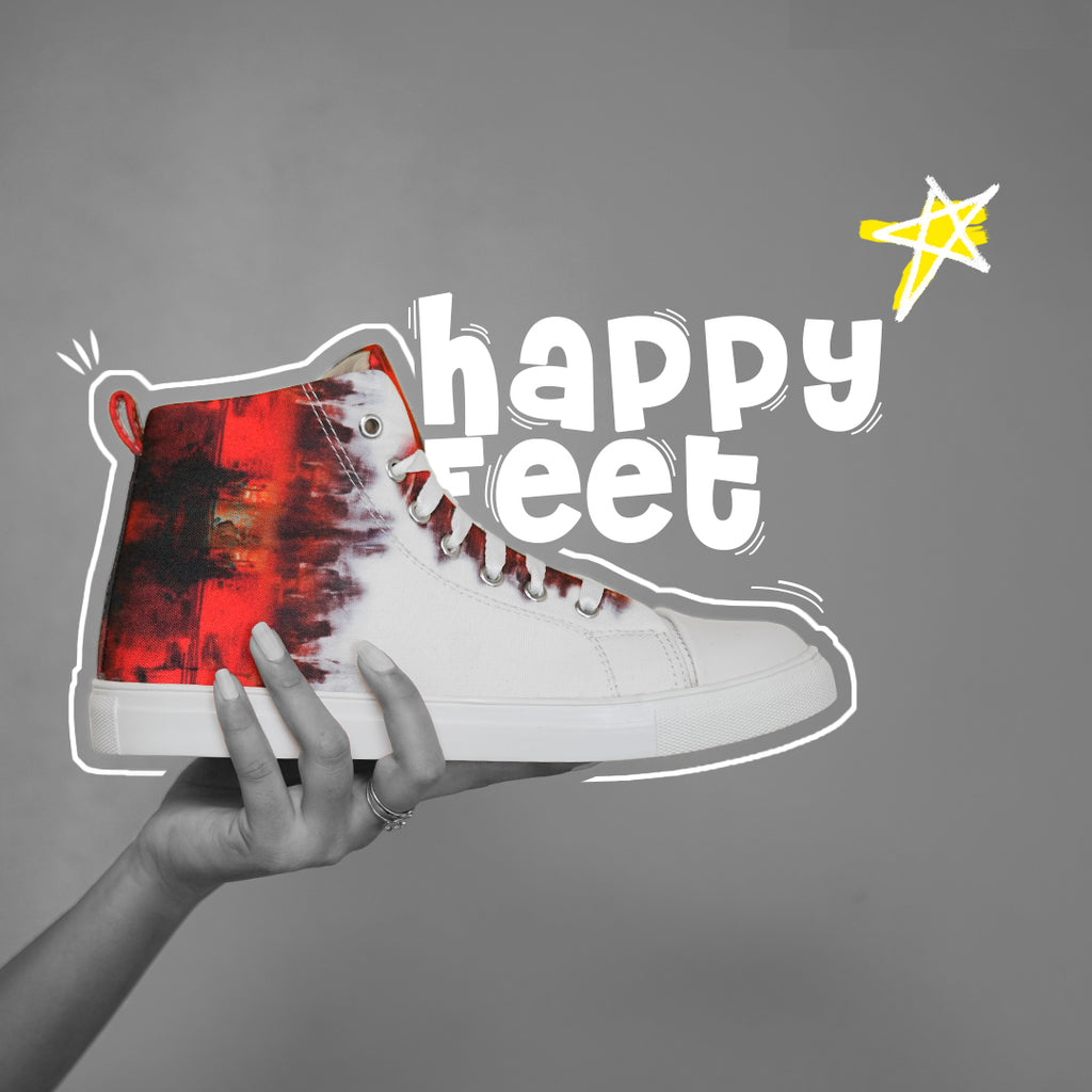 White & Red - Women's High-Top Canvas Sneaker