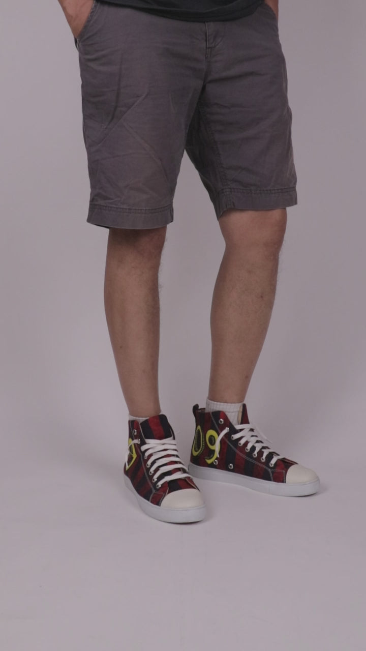 09 Strips - Men's High-Top Canvas Sneaker